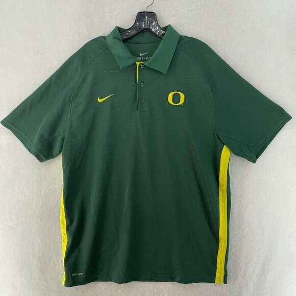 University of Oregon Polo Shirt Men's Sz L Green Short Sleeve Nike Dri Fit - Picture 1 of 10